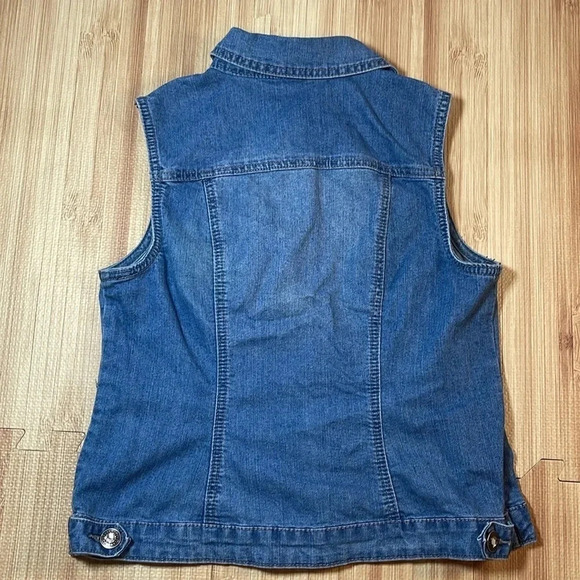 Baccini Denim Button Down Vest Women's Size Petite Medium - Picture 2 of 6